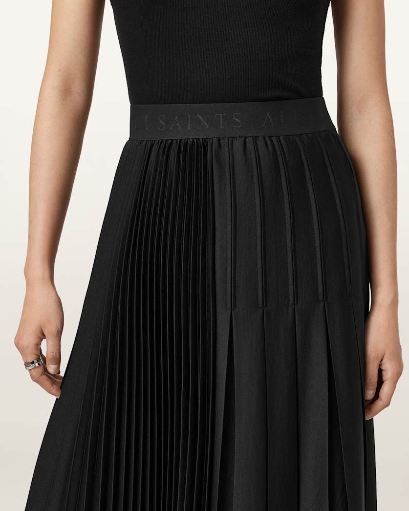 AllSaints Jax Pleated Midi Skirt Women's Oxblood Red Women's