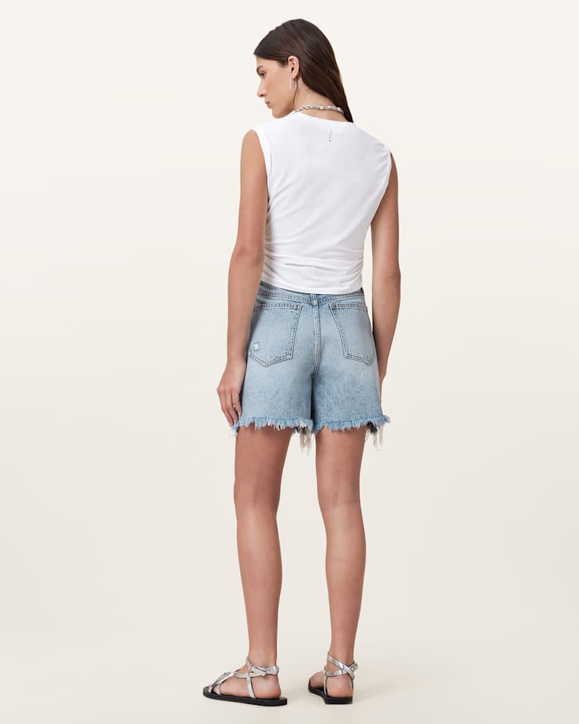 AllSaints Doris Wide Leg Denim Shorts Women's Light Indigo Women's