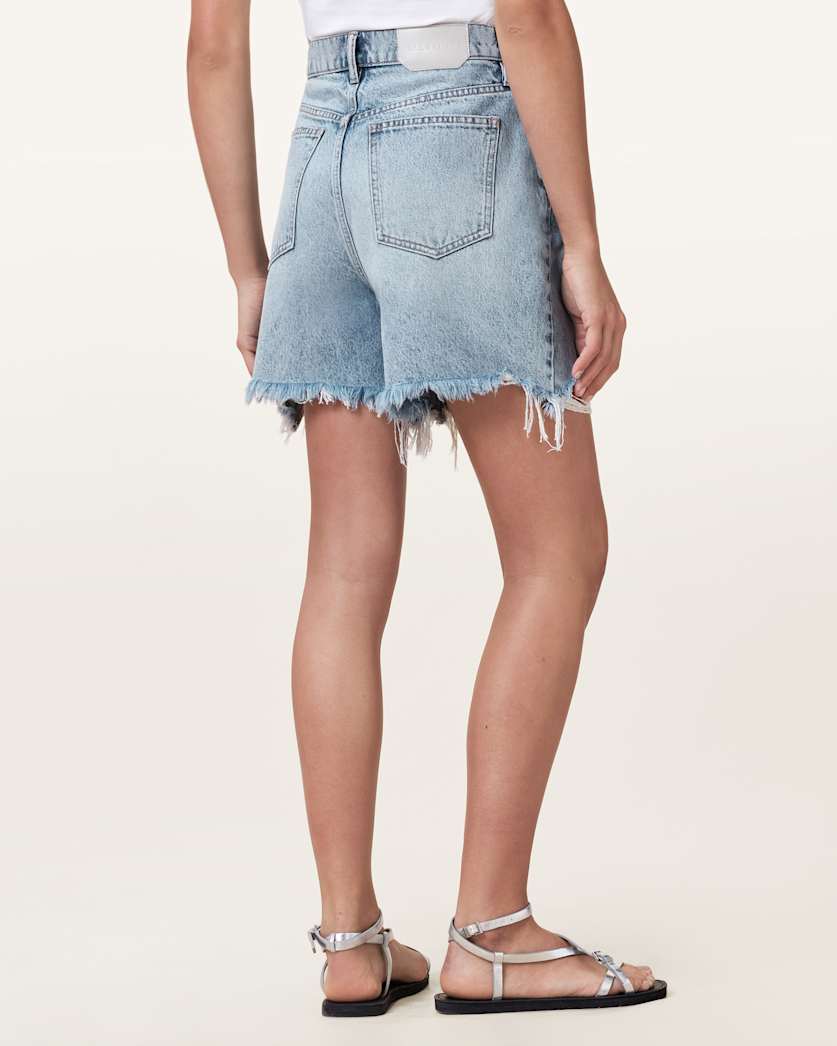 AllSaints Doris Wide Leg Denim Shorts Women's Light Indigo Women's