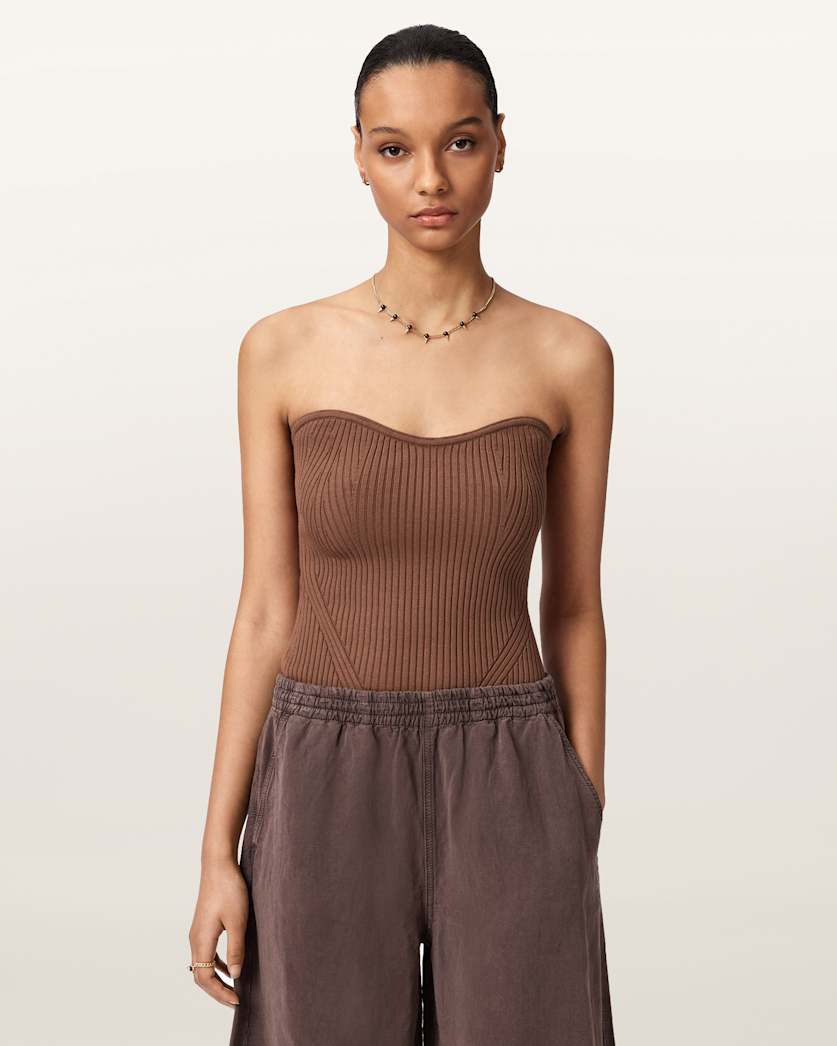 AllSaints Cruz Bandeau Slim Fit Top Women's Black Women's