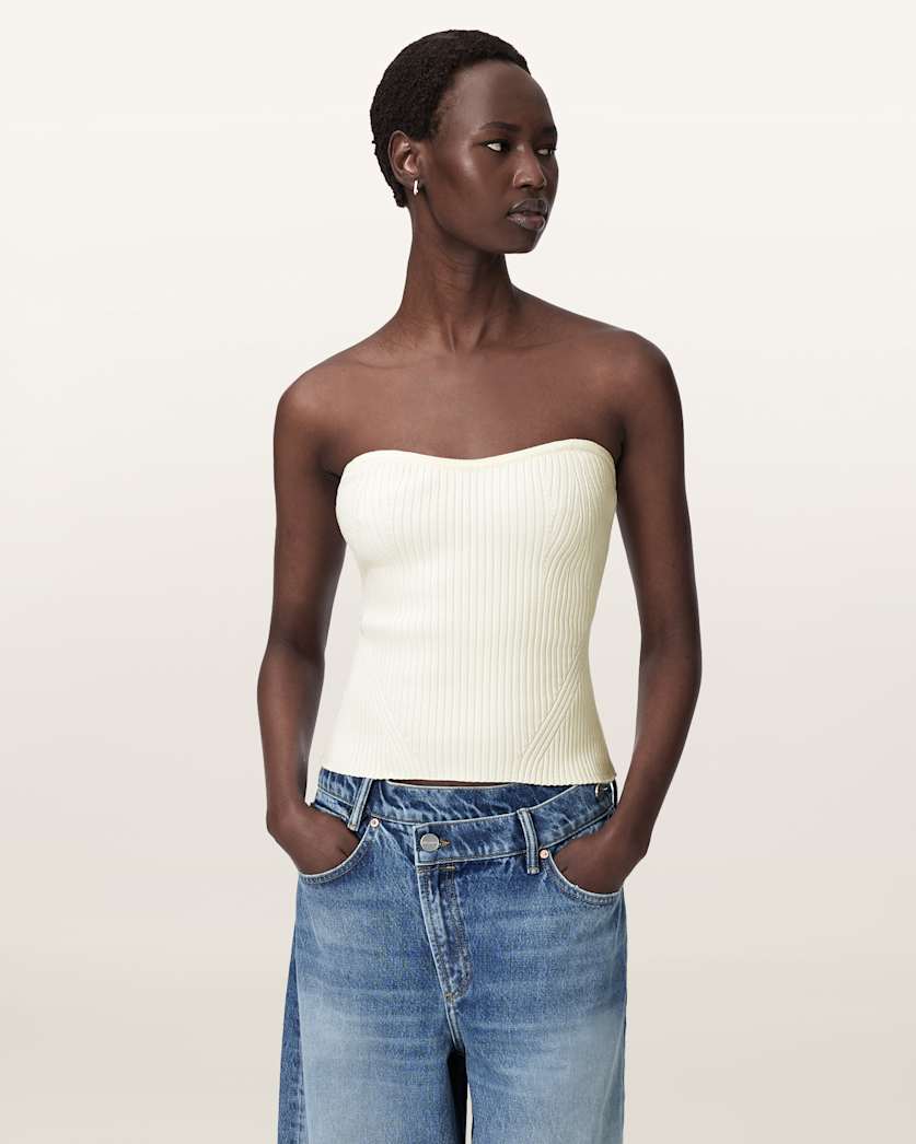 AllSaints Cruz Bandeau Slim Fit Top Women's Black Women's