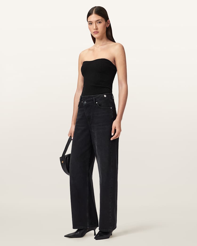 AllSaints Cruz Bandeau Slim Fit Top Women's Black Women's