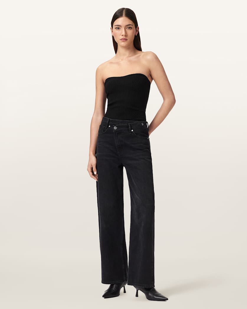 AllSaints Cruz Bandeau Slim Fit Top Women's Black Women's