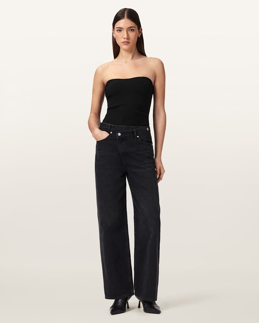 AllSaints Cruz Bandeau Slim Fit Top Women's Black Women's