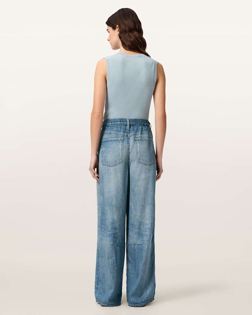 AllSaints Jett Barrel Leg Illusion Of Denim Pants Women's Illusion Indigo Women's