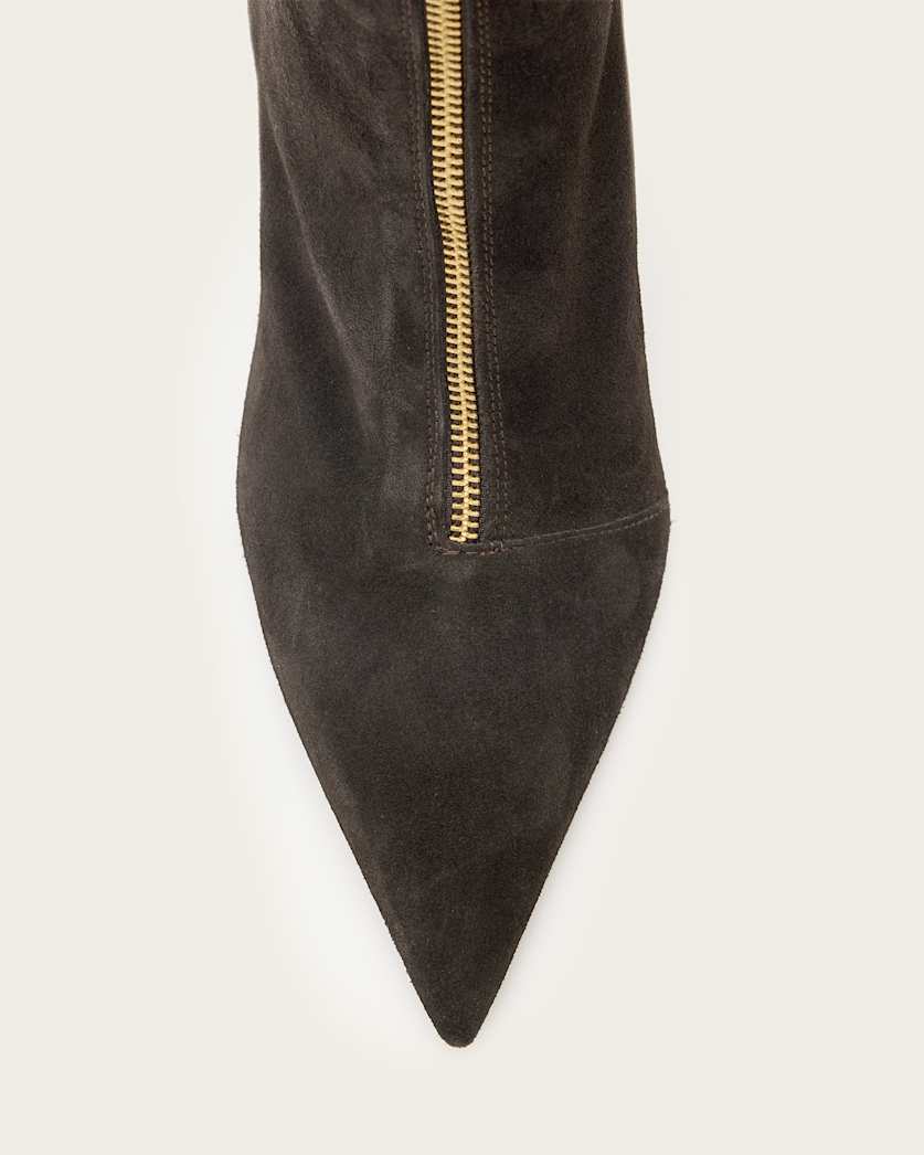 AllSaints Natasha Pointed Zip Up Suede Boots Women's Bitter Brown Women's