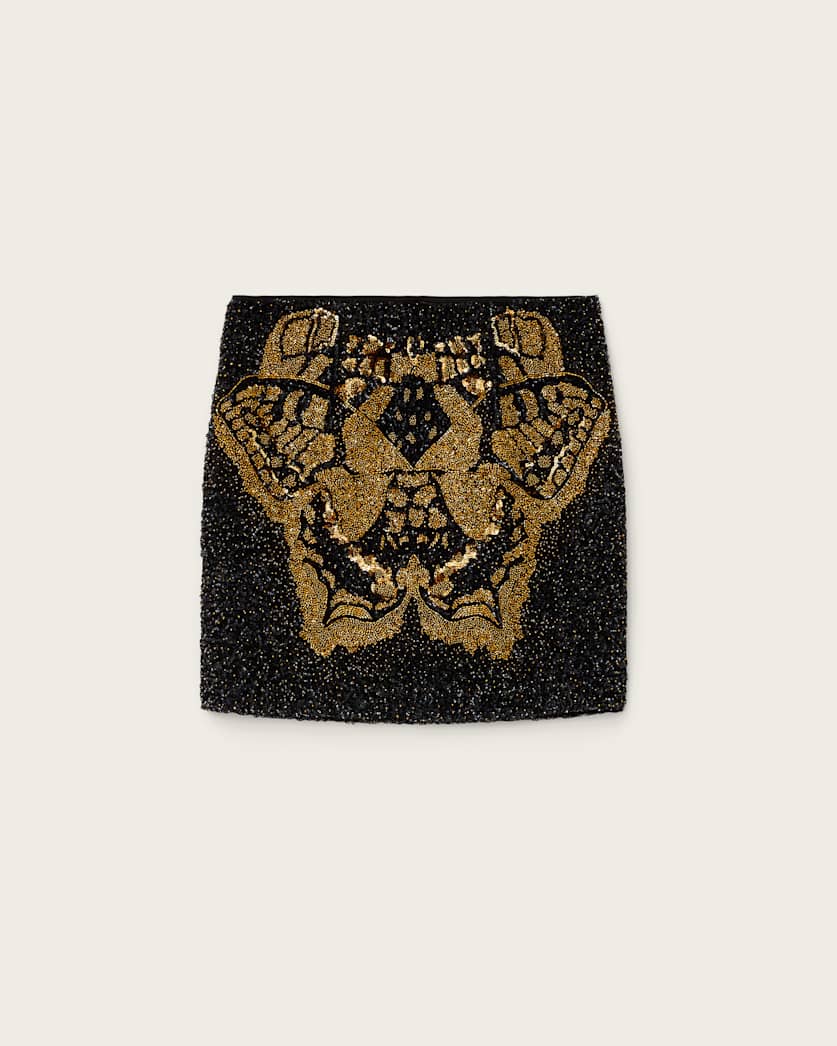AllSaints Jamilia Embellished Mini Skirt Women's Black/Gold Women's