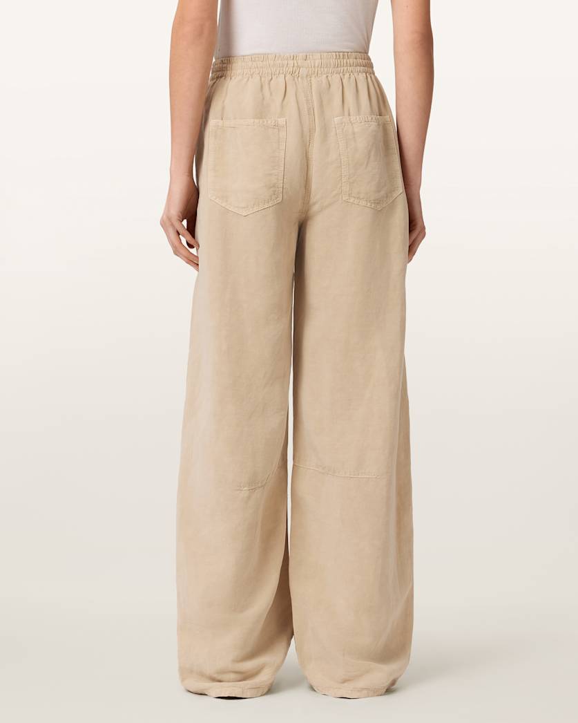 AllSaints Jett Wide Leg Linen Blend Pants Women's Black Women's