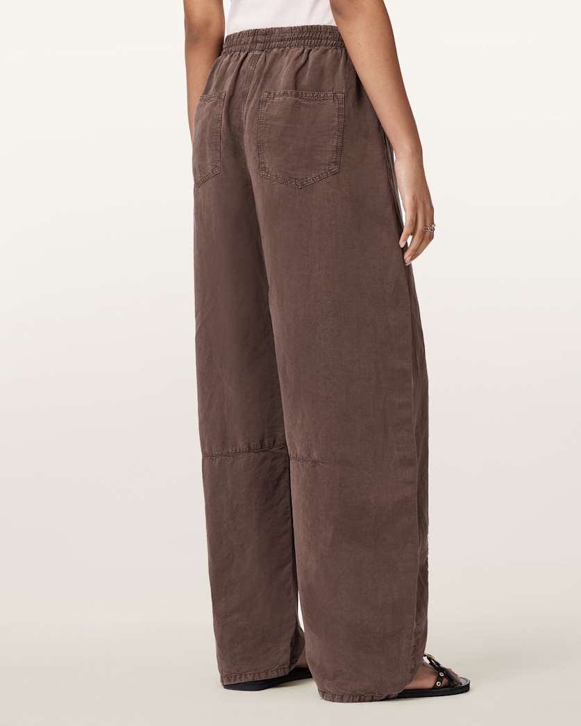 AllSaints Jett Wide Leg Linen Blend Pants Women's Black Women's
