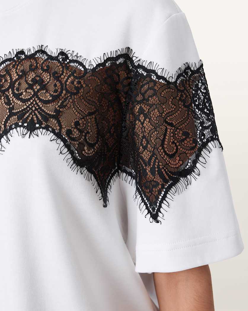 AllSaints Lisa Lace Amelie T Shirt Women's Optic White Women's