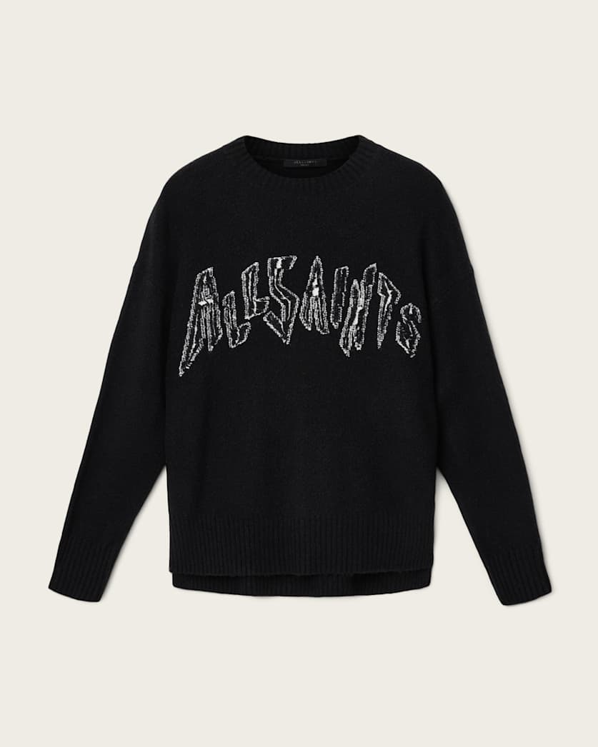 AllSaints Zinc Jacquard Graphic Sweater Women's Black/Chalk White Women's
