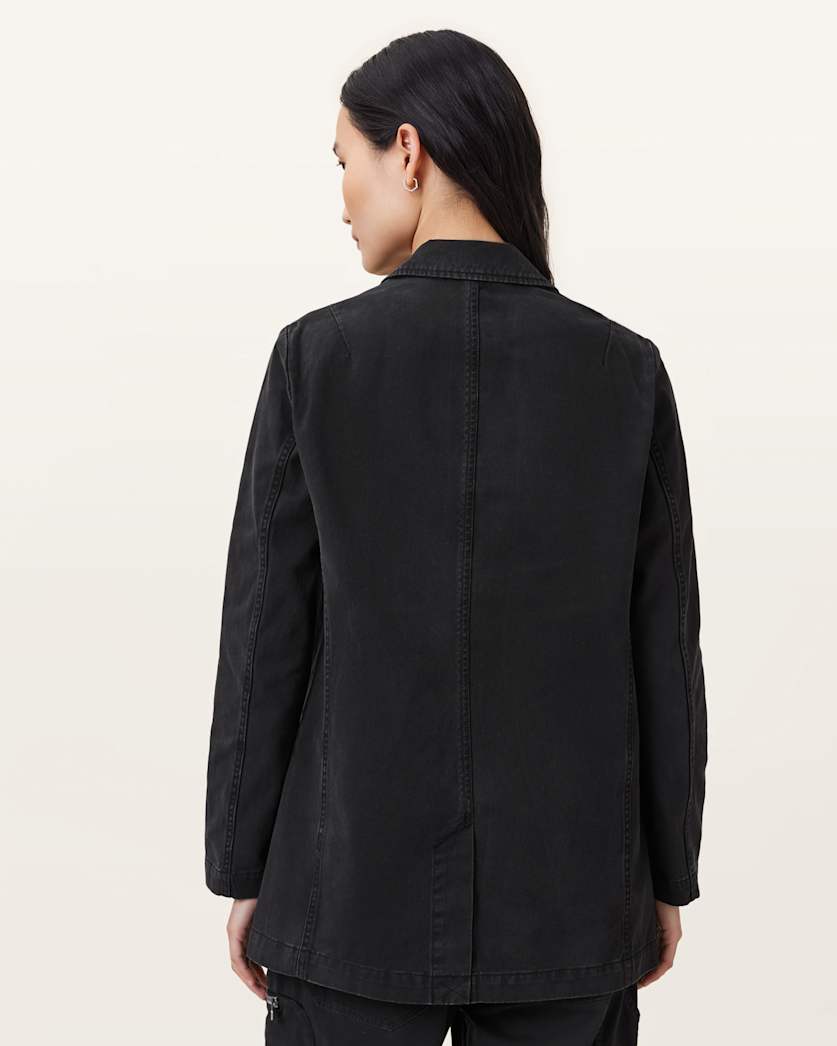 AllSaints Aleida Denim Blazer Women's Washed Black Women's