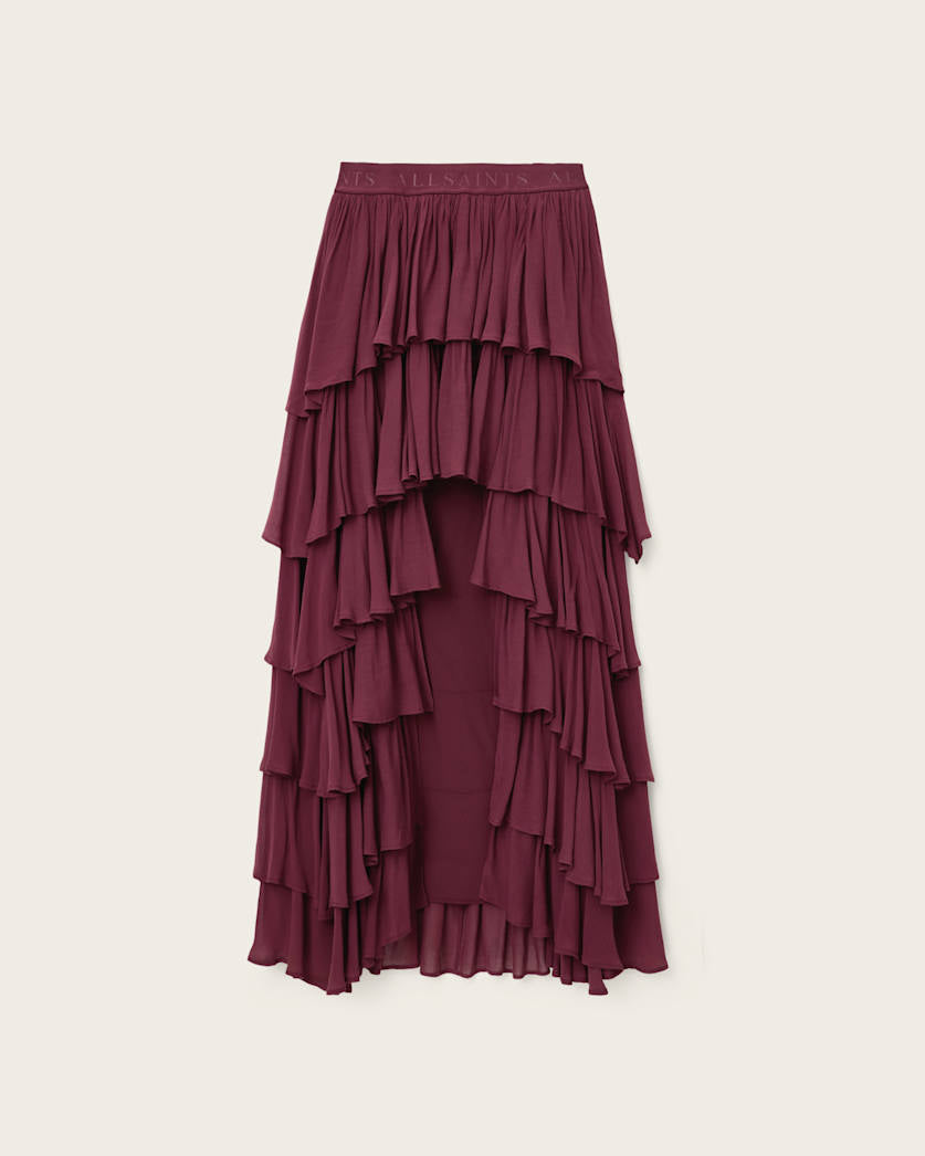 AllSaints Cavarly Maxi Skirt Women's Tawny Port Red Women's