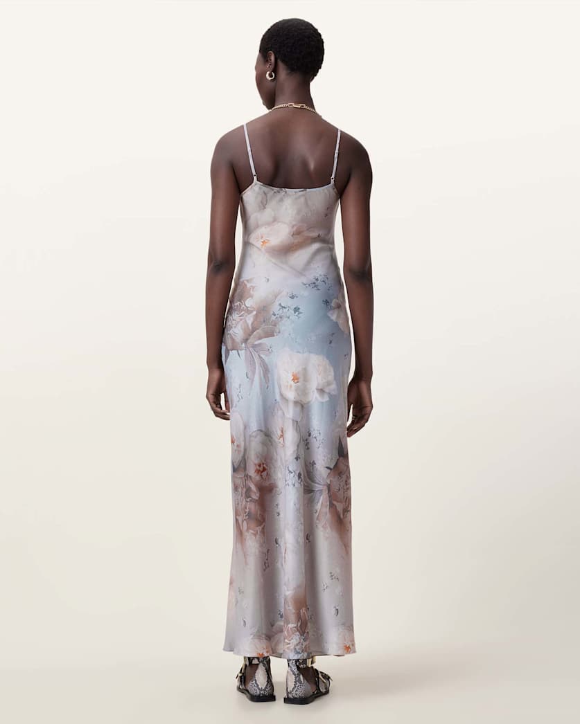 AllSaints Bryony Maxi Slip Dress Women's Bloom/Soft Blue Women's