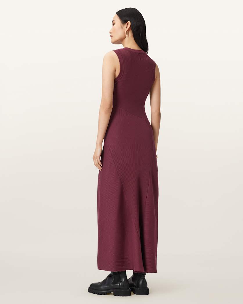 AllSaints Gia Slim Fit Maxi Dress Women's Oxblood Red Women's