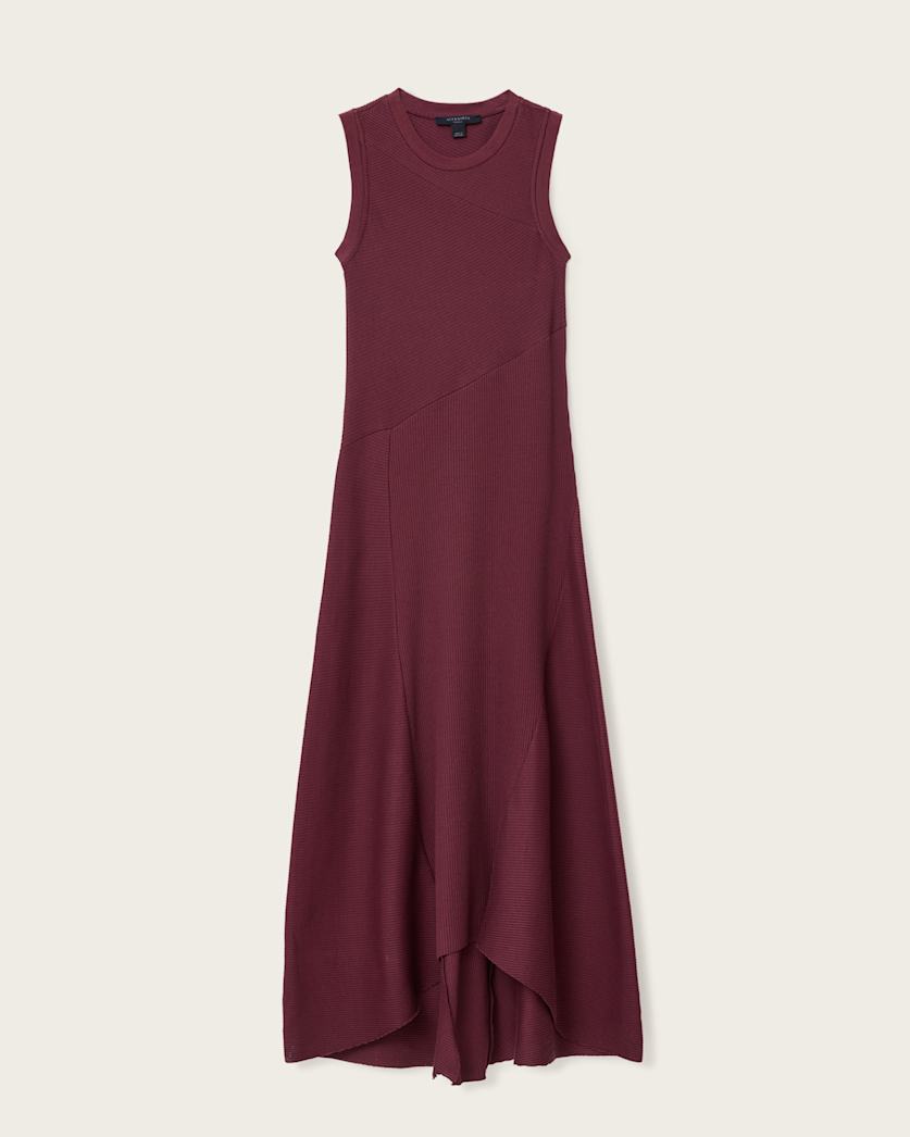 AllSaints Gia Slim Fit Maxi Dress Women's Oxblood Red Women's