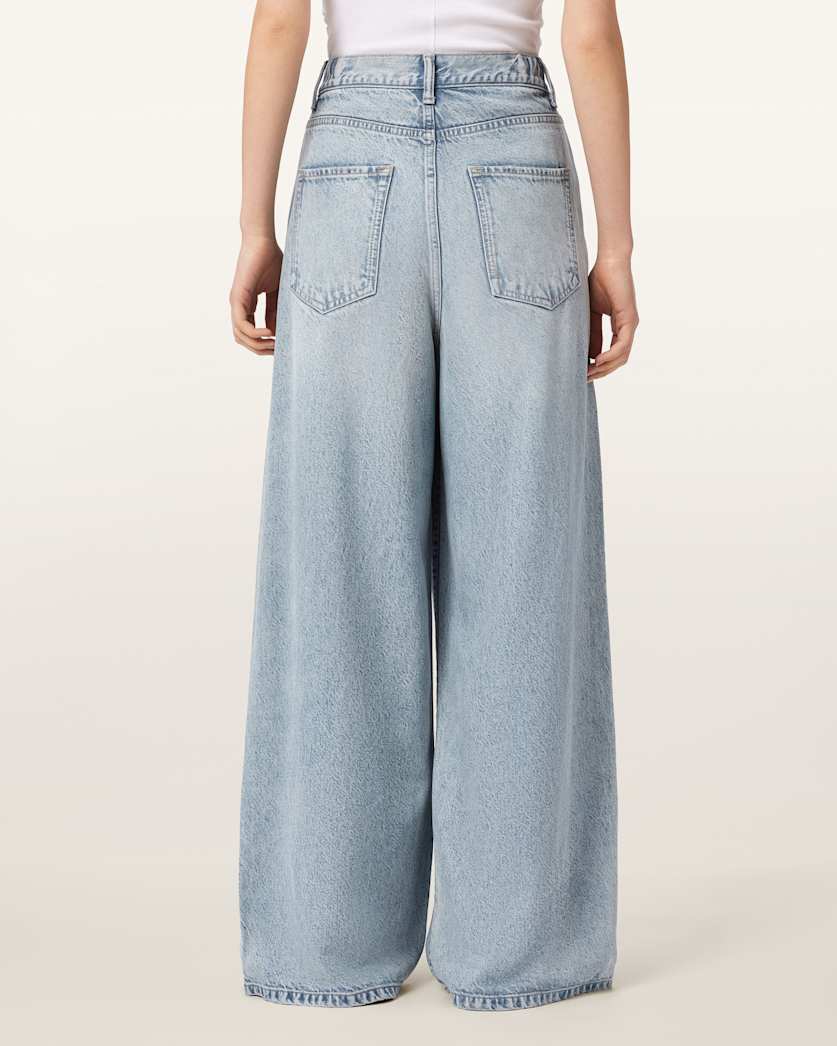 AllSaints Haze Wide Leg Pleated Jeans Women's Light Indigo Women's