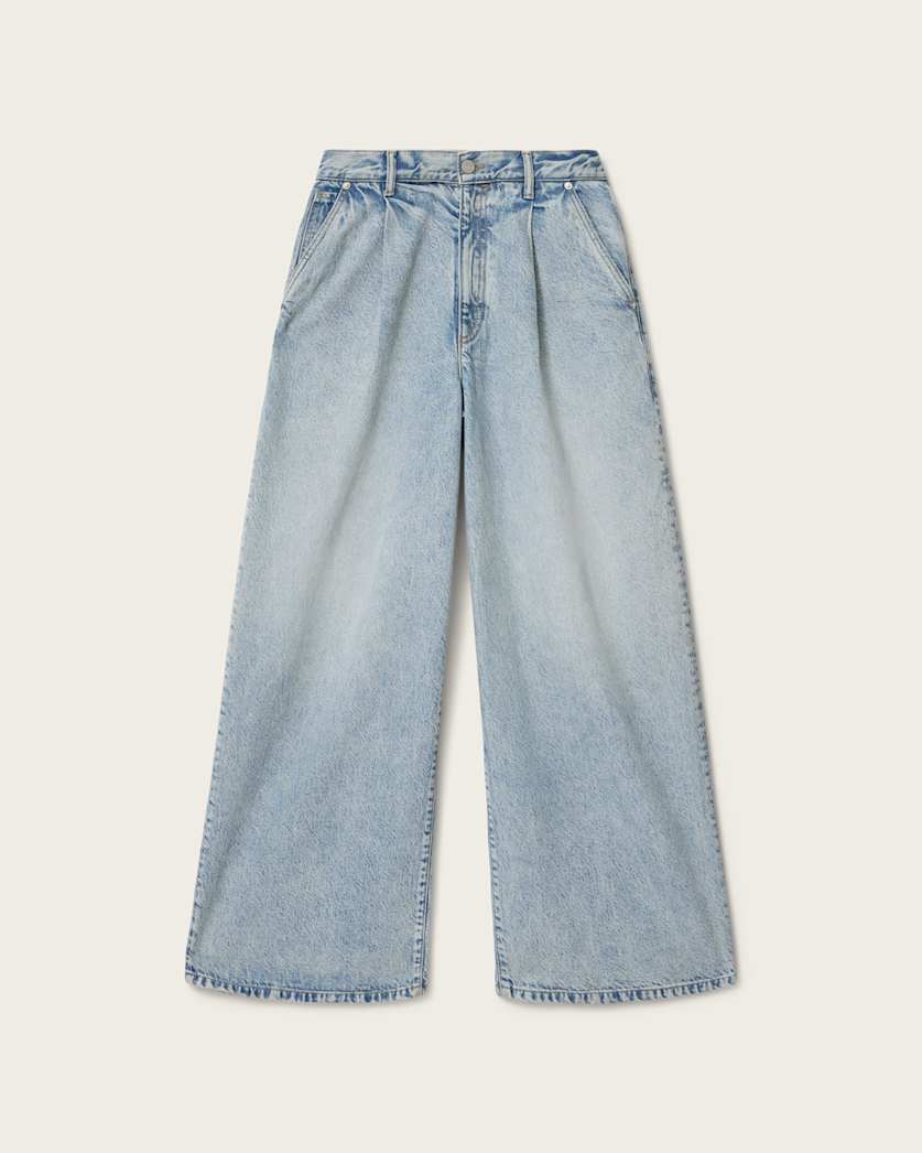 AllSaints Haze Wide Leg Pleated Jeans Women's Light Indigo Women's