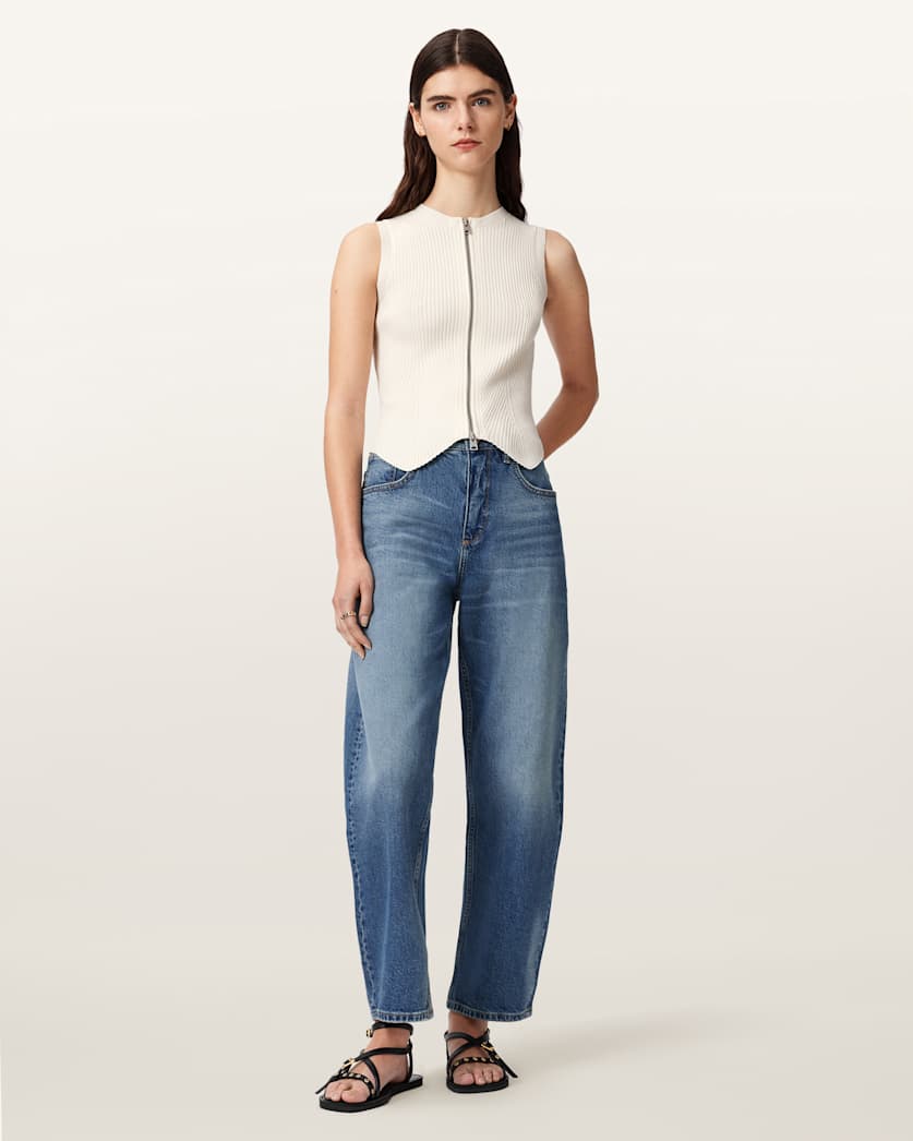 AllSaints Cruz Zip Slim Fit Vest Women's Haze Green Women's