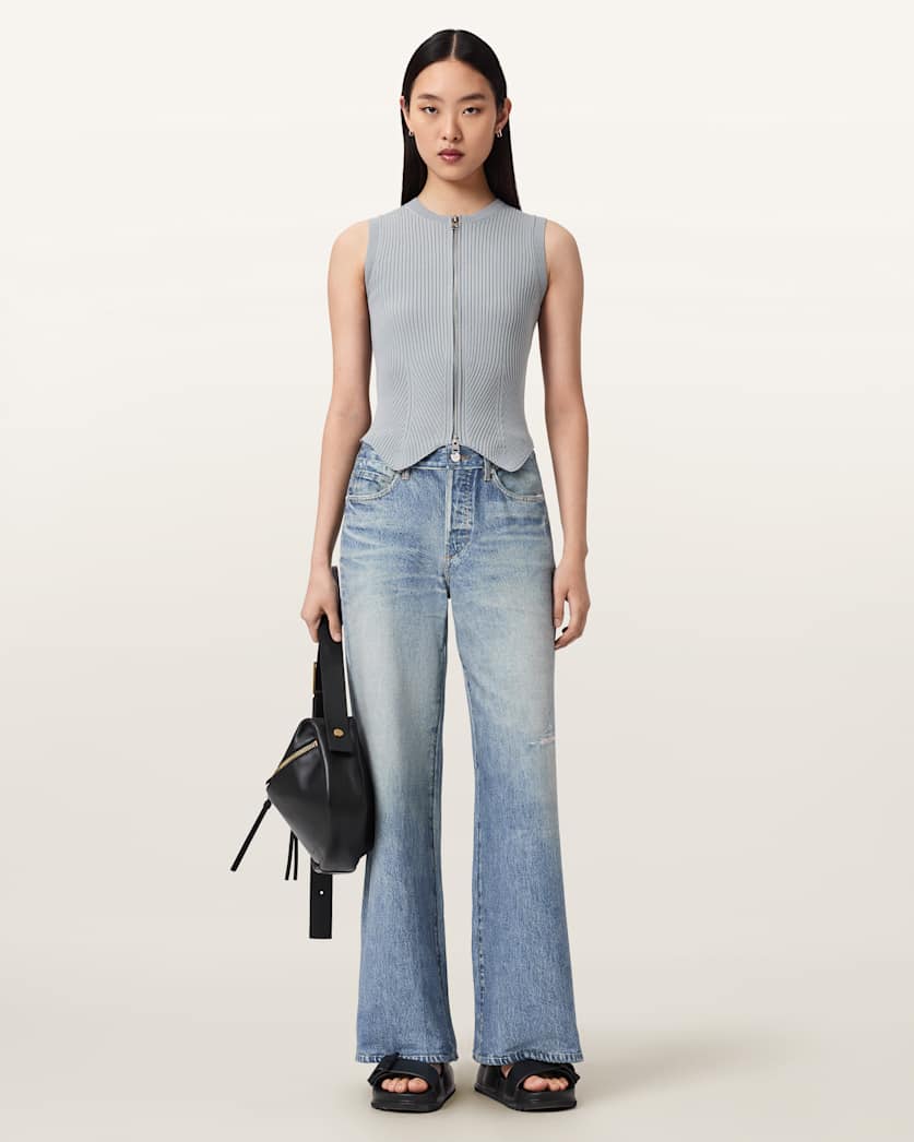 AllSaints Cruz Zip Slim Fit Vest Women's Haze Green Women's