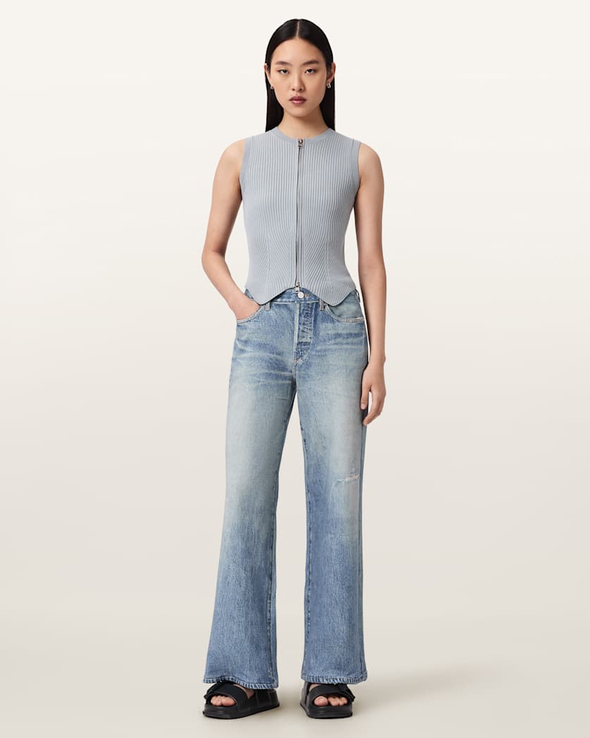 AllSaints Cruz Zip Slim Fit Vest Women's Haze Green Women's