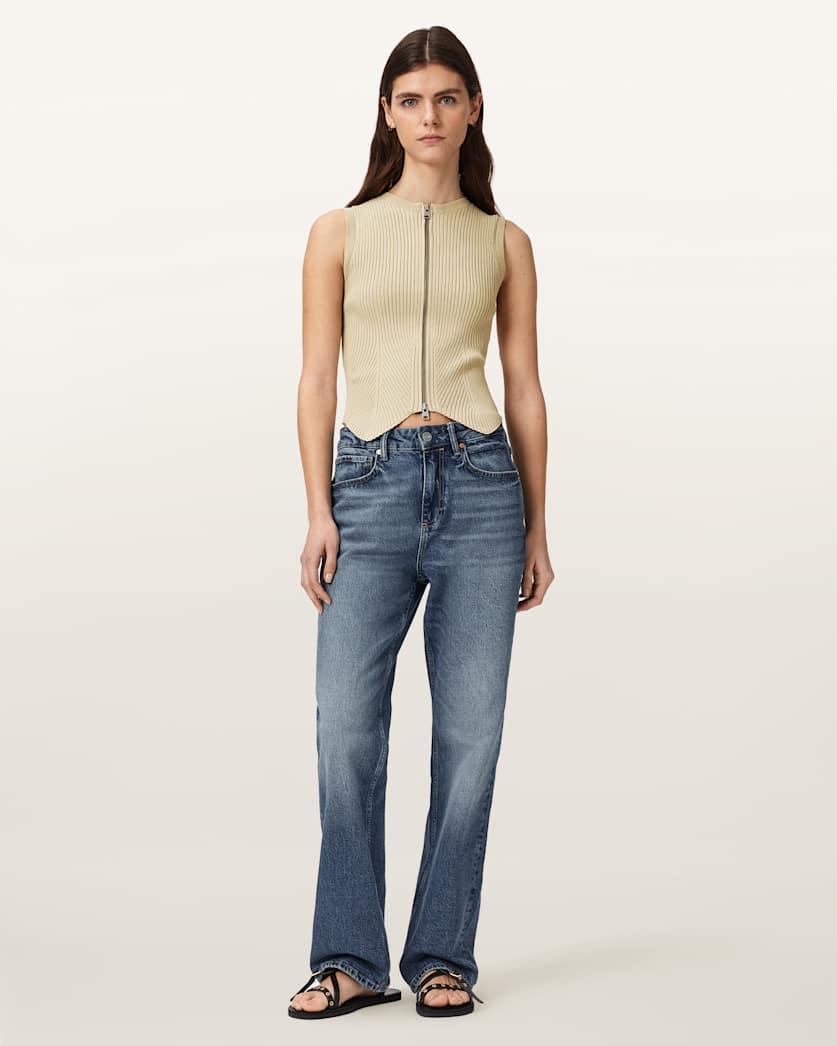 AllSaints Cruz Zip Slim Fit Vest Women's Haze Green Women's