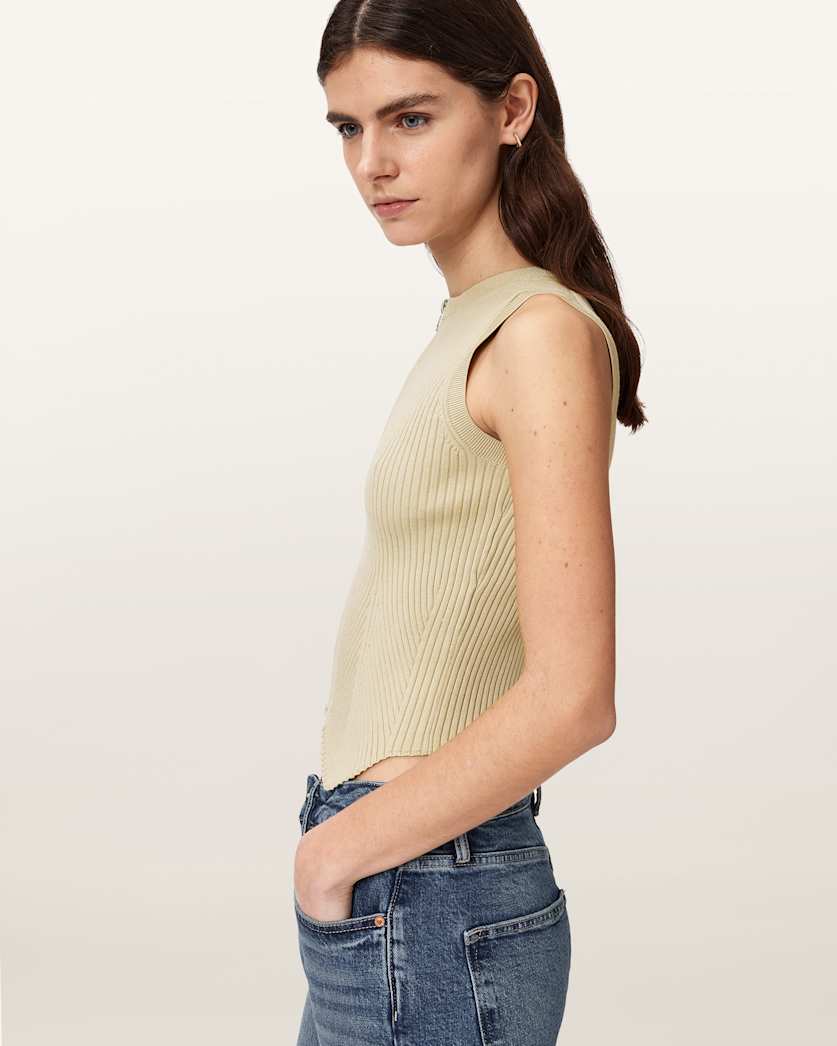 AllSaints Cruz Zip Slim Fit Vest Women's Haze Green Women's