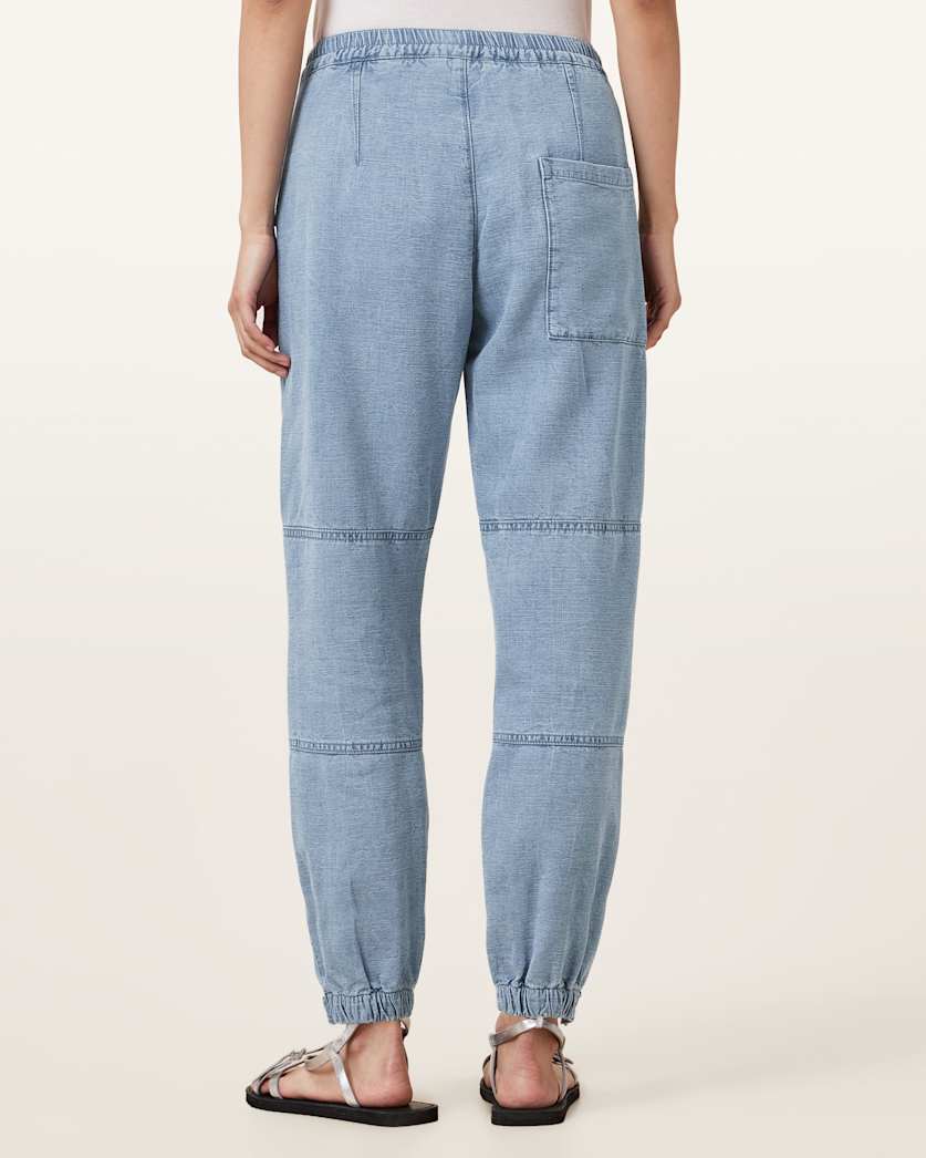AllSaints Val High Rise Cargo Linen Blend Pants Women's Light Blue Women's