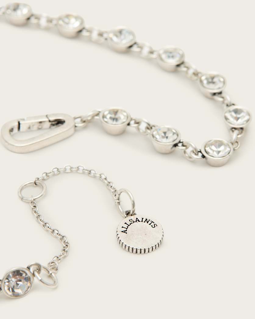 AllSaints Pippa Crystal Necklace Women's Warm Silver Mix Women's