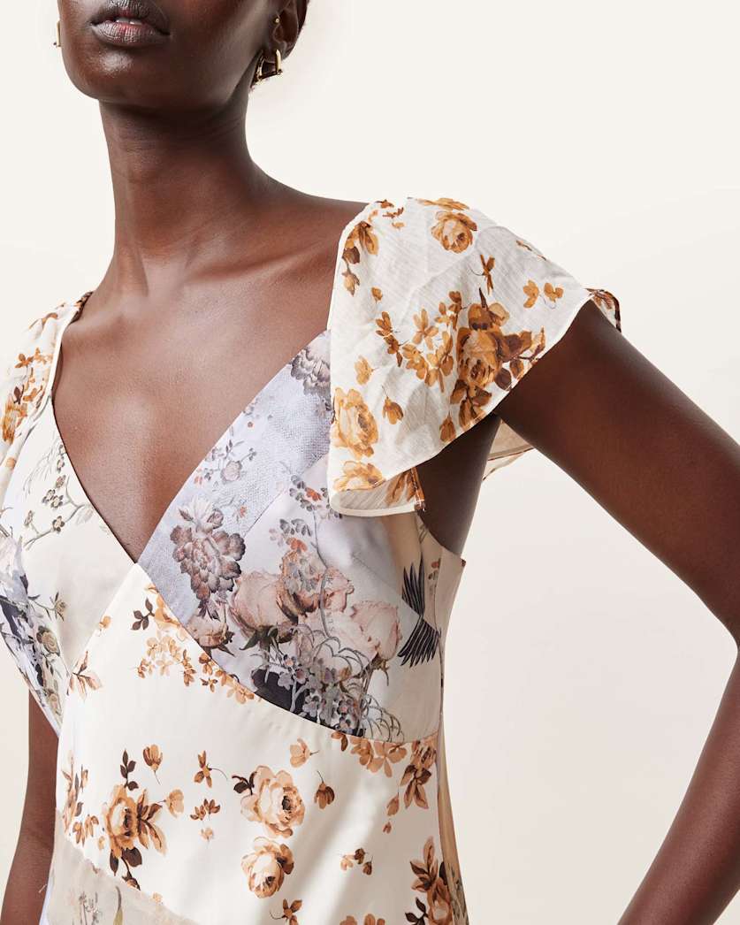 AllSaints Lala Floral Maxi Dress Women's Origin Ditsy Brown Women's