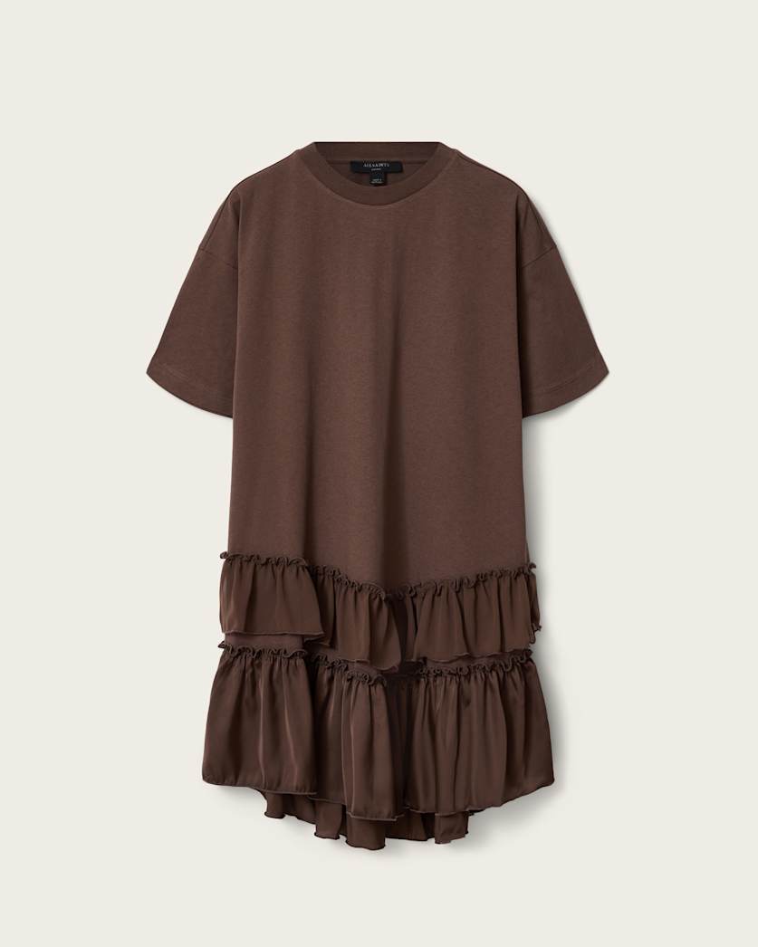 AllSaints Feyre Relaxed Fit Mini Dress Women's Bitter Brown Women's