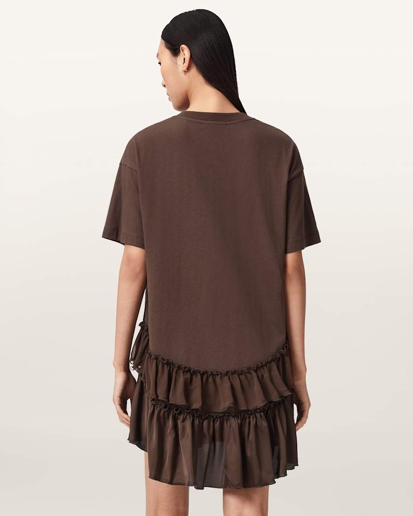 AllSaints Feyre Relaxed Fit Mini Dress Women's Bitter Brown Women's