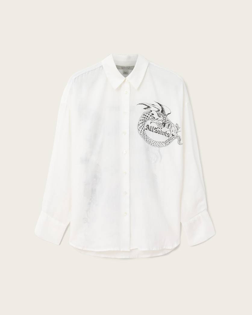 AllSaints Sparrow Printed Linen Shirt Women's White Women's
