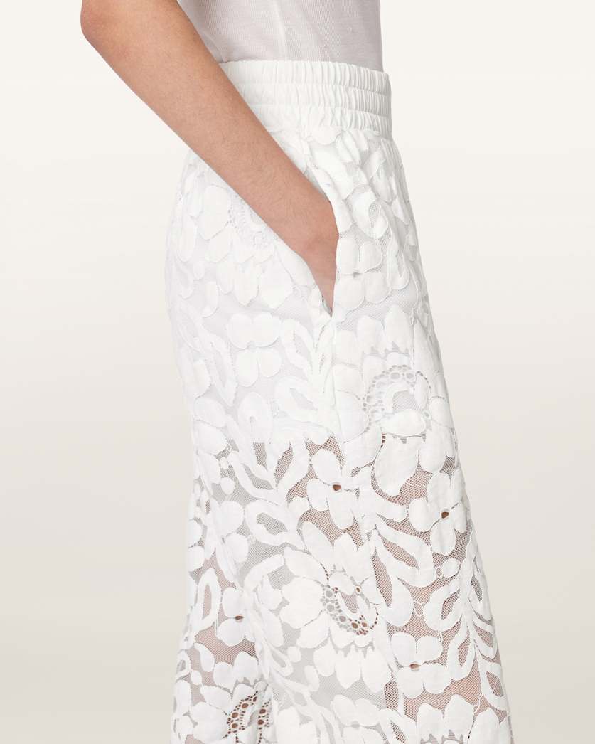 AllSaints Amelie Straight Leg Lace Pants Women's Optic White Women's