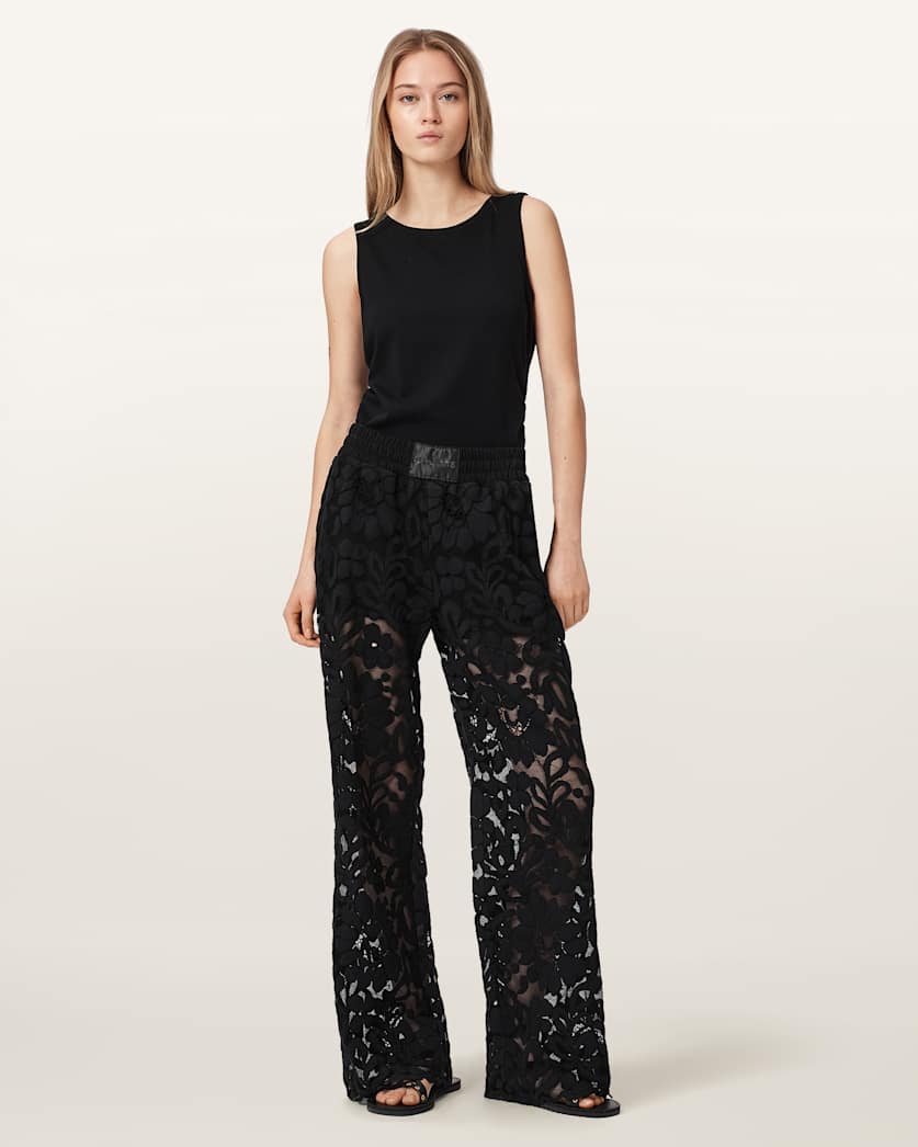 AllSaints Amelie Straight Leg Lace Pants Women's Optic White Women's