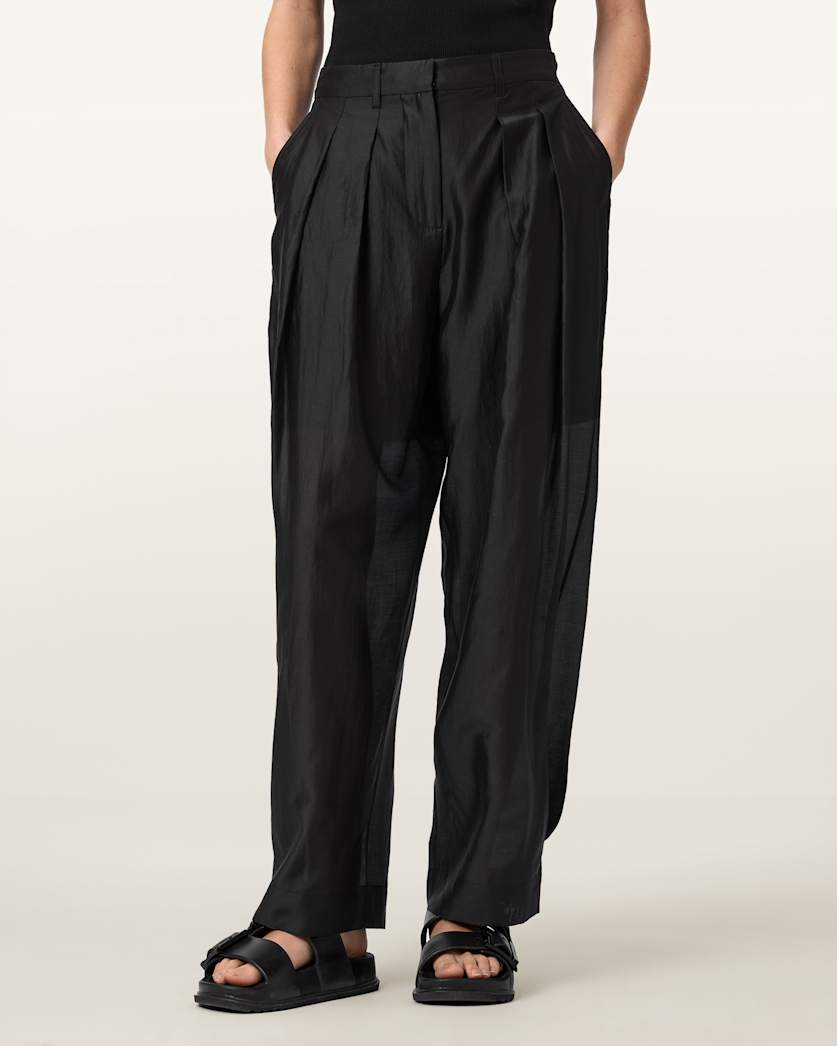 AllSaints Becca Wide Leg Sheer Pants Women's Black Women's