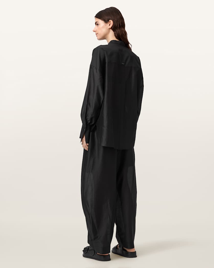 AllSaints Becca Wide Leg Sheer Pants Women's Black Women's