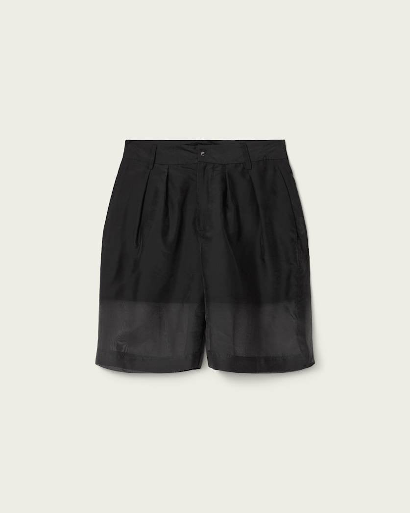 AllSaints Banu Pleated Sheer Shorts Women's Black Women's