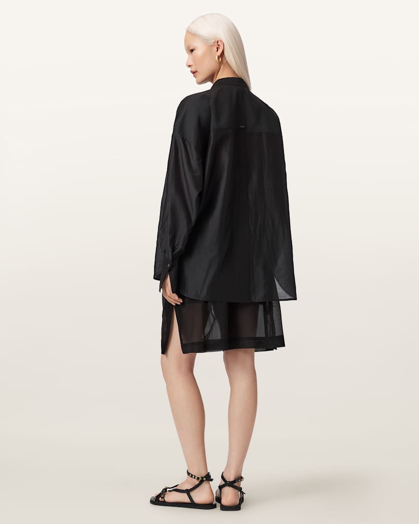 AllSaints Banu Pleated Sheer Shorts Women's Black Women's