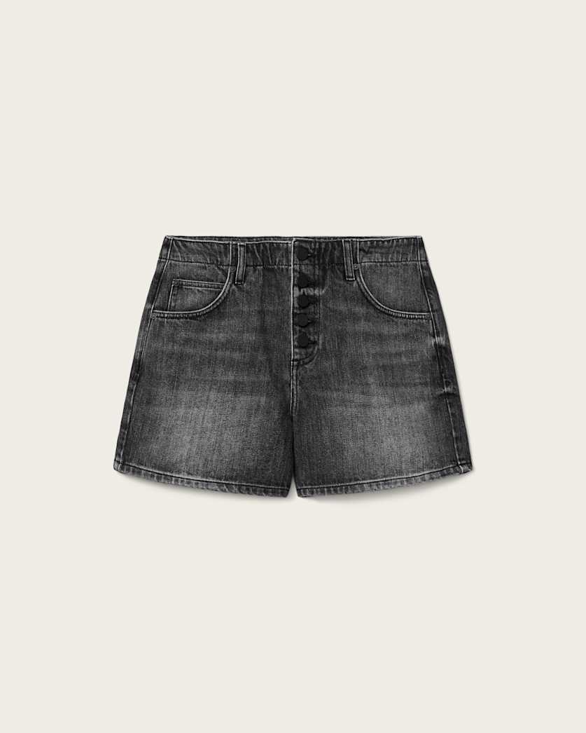 AllSaints Tay Mid Rise Denim Shorts Women's Black Women's