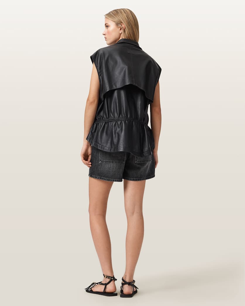 AllSaints Tay Mid Rise Denim Shorts Women's Black Women's