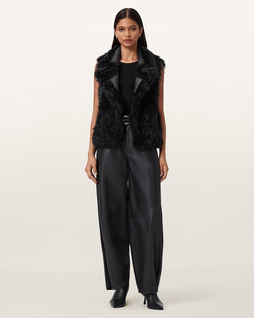 AllSaints Luna Shearling Reversible Gilet Women's Black Women's