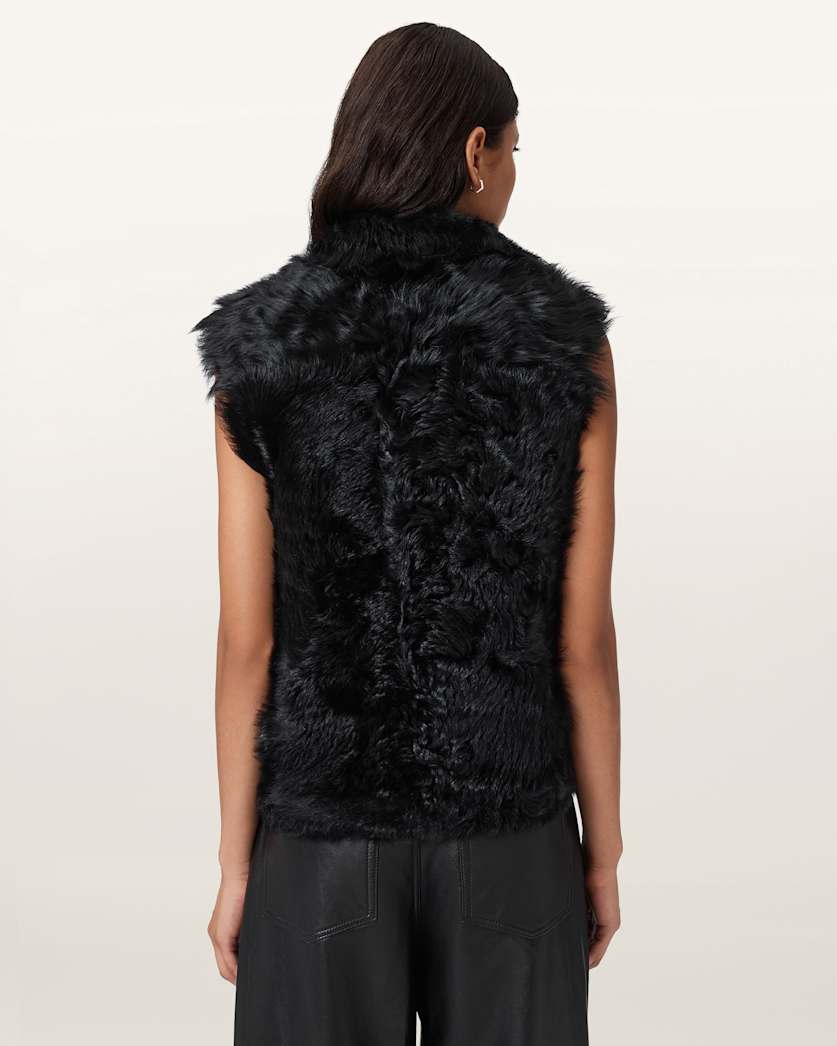 AllSaints Luna Shearling Reversible Gilet Women's Black Women's