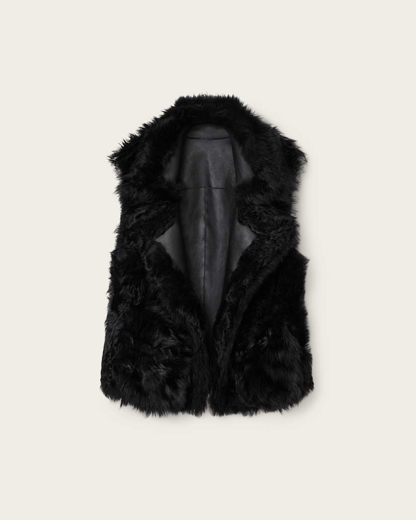 AllSaints Luna Shearling Reversible Gilet Women's Black Women's