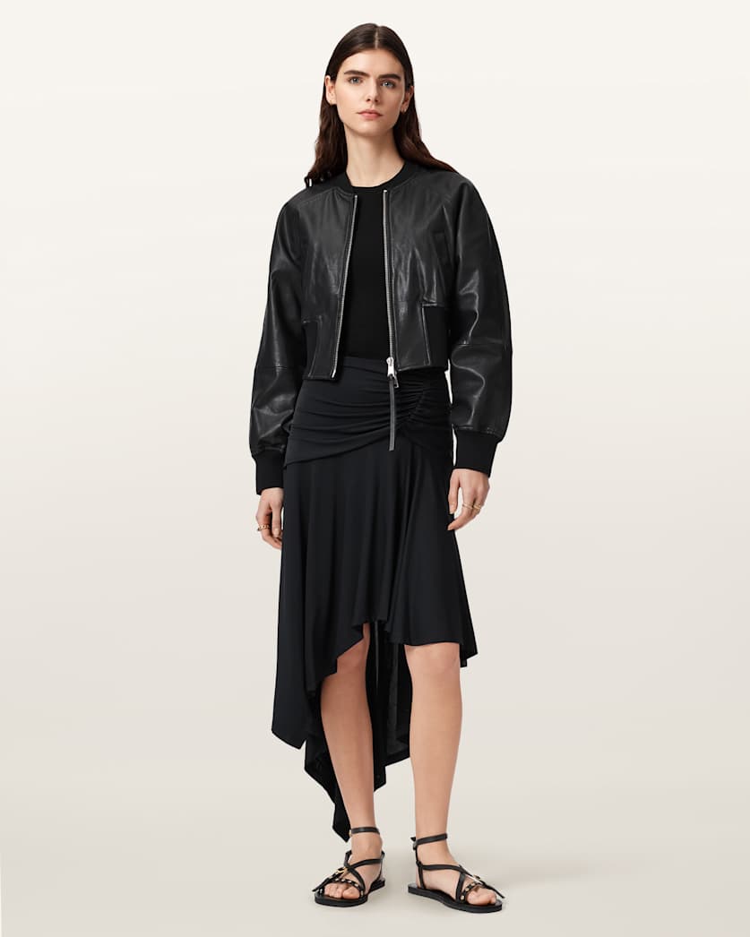 AllSaints Annalie Jersey Midi Skirt Women's Black Women's
