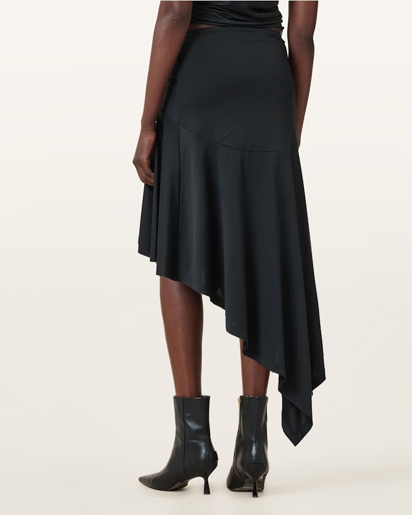 AllSaints Annalie Jersey Midi Skirt Women's Black Women's