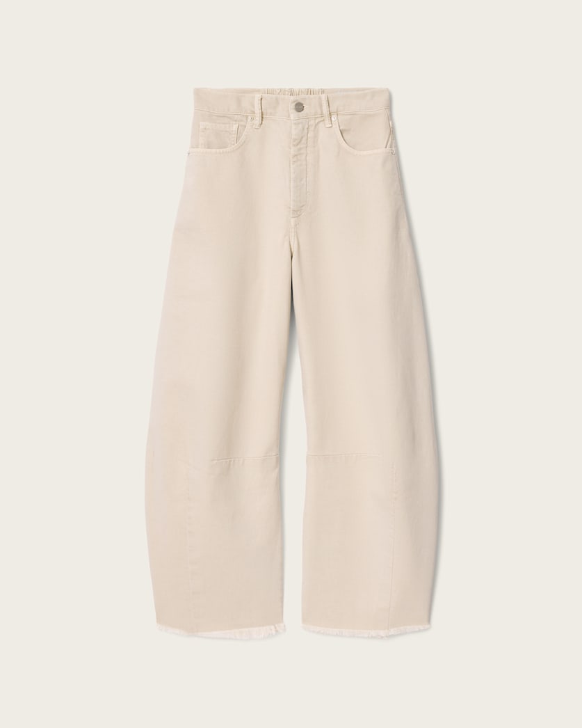 AllSaints Payton Distressed Barrel Leg Jeans Women's Cream White Women's