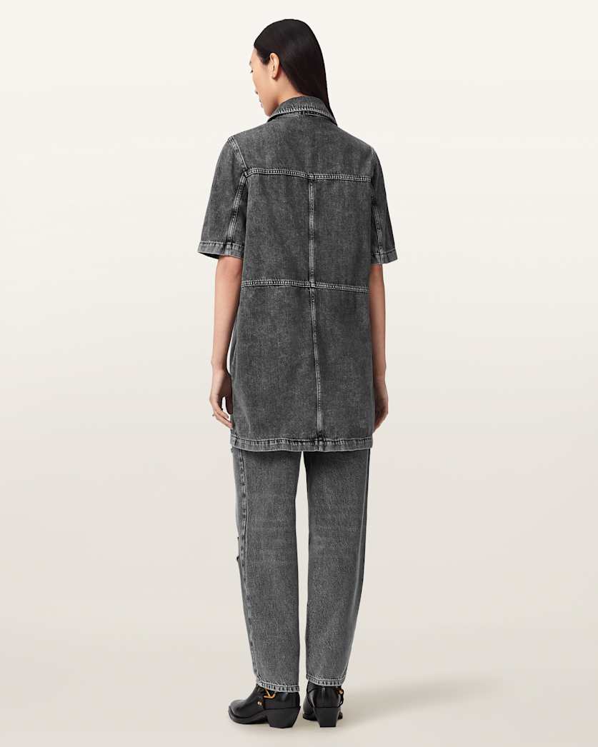 AllSaints Daisy Tapered Leg Distressed Denim Jeans Women's Washed Grey Women's
