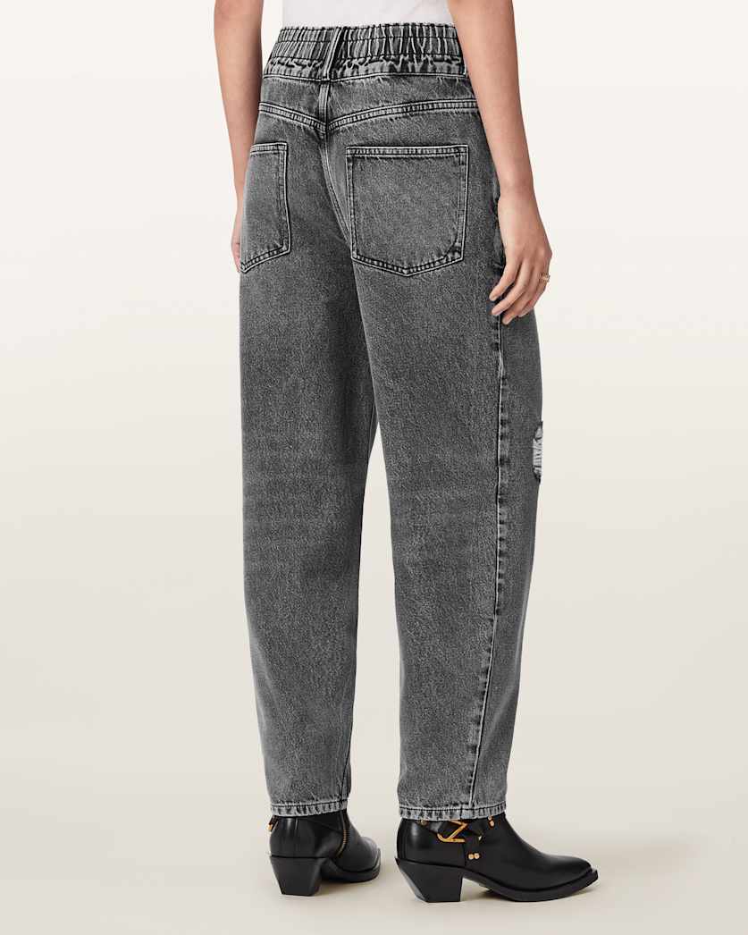 AllSaints Daisy Tapered Leg Distressed Denim Jeans Women's Washed Grey Women's