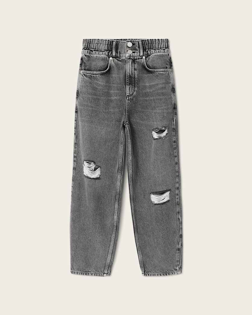 AllSaints Daisy Tapered Leg Distressed Denim Jeans Women's Washed Grey Women's